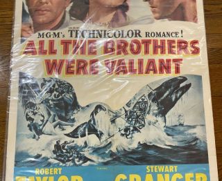 1953 ALL BROTHERS WERE VALIANT MOVIE POSTER Robert Taylor ONE SHEET AA N179 PA 3