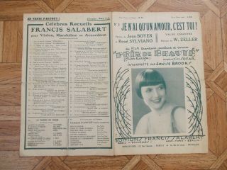 Louise Brooks Prix De Beaute French 1930 Sheet Music