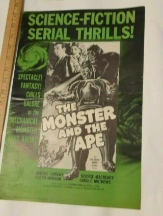 1956 Robot Movie " The Monster And The Ape " Publicity Package/poster -