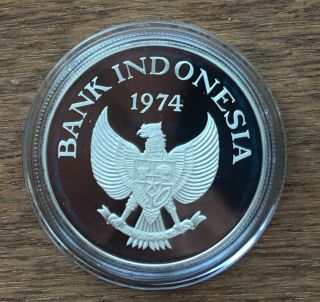 G609 INDONESIA 1974 2000 RUPIAH SILVER PROOF COIN - TIGER CONSERVATION COIN 2