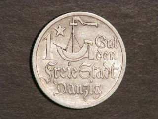 Danzig 1923 1 Gulden Silver Au - Unc