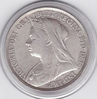 1895 Queen Victoria Large Crown / Five Shilling Coin