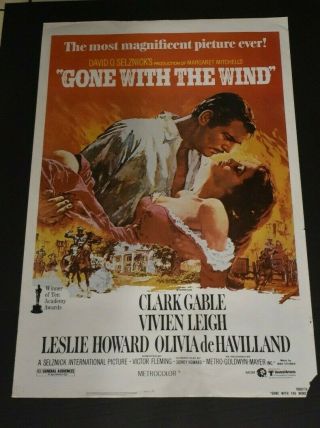 Gone With The Wind Vintage One Sheet Rolled Movie Poster Clark Gable