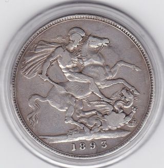 1893 Queen Victoria Large Crown / Five Shilling Coin