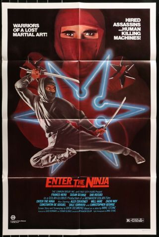 Enter The Ninja Cannon Kung Fu 1981 One Sheet Movie Poster 27 X 41 Authentic