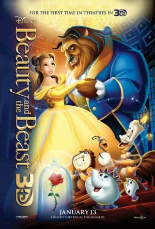 Beauty And The Beast Movie Poster 2 Sided Rr2012 27x40 Disney