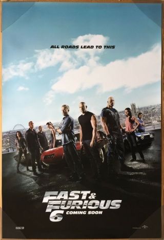 Fast & And Furious 6 Movie Poster 2 Sided Intl 27x40 Vin Diesel