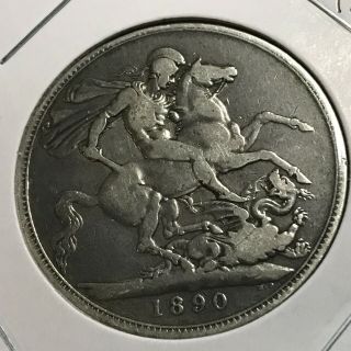 1890 Great Britain Silver Queen Victoria Crown Coin