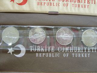 1960 - 1972 Republic Of Turkey Silver 4 Coin 10,  25 And 50 Lira Proof Set