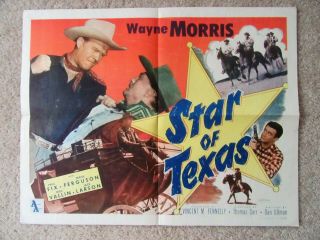 Star Of Texas 1953 Hlf Sht Movie Poster Fld Wayne Morris Ex
