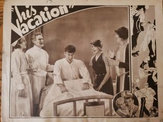 1933 His Vacation Movie Theatre Window Lobby Card Poster Monty Collins G.  Shea