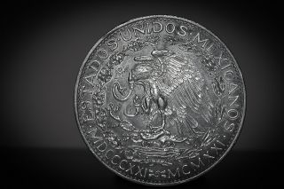 1921 Mexico 2 Pesos 100 Year Independence Large 90 Silver Coin