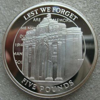 Gibraltar 5 Pounds 2008 Sliver Proof Coin Menin Gate Memorial