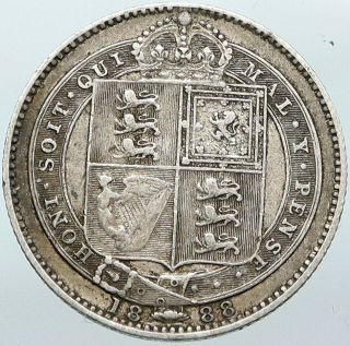 1888 UK Great Britain United Kingdom QUEEN VICTORIA Silver Shilling Coin i88410 2