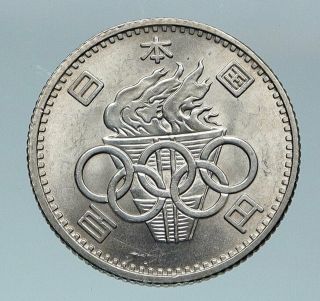 1964 Japan Tokyo Summer Olympic Games W Rings Vintage Silver 100 Yen Coin I85166