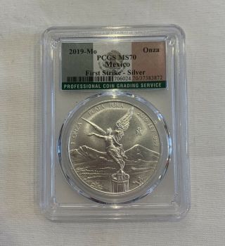 2019 Silver Onza Mexican Libertad 1oz Pcgs Ms70 First Strike Flag Label