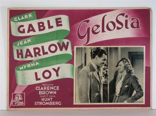 1936 Clark Gable Jean Harlow Myrna Loy Oversize Movie Photo Lobby Card Secretary