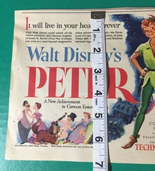 1953 Walt Disney’s PETER PAN comic & movie print ad COLORFUL 7x11”&7x14.  5” 3