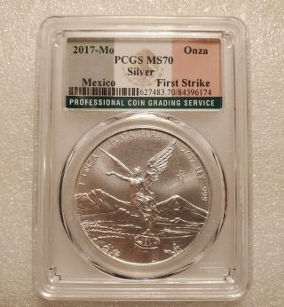 2017 Silver Onza Mexican Libertad 1oz Pcgs Ms70 First Strike Flag Label