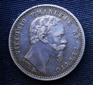 1860 Italy States Rare Silver Coin 1 Lira Vf,  King Re Eletto Firenze