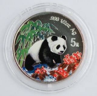1997 China 1/2 Oz 999 Silver Panda 5 Yuan Proof Colorized Coin Gem