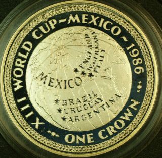 1986 Isle Of Man 1 Crown Commemorative Mexico World Cup 13 1oz Silver Proof Coin