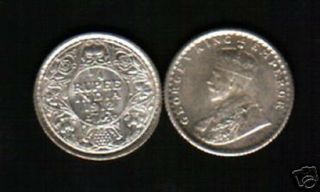 India 1/4 Rupee Km - 518 1912 British King George V Silver Currency Money Coin