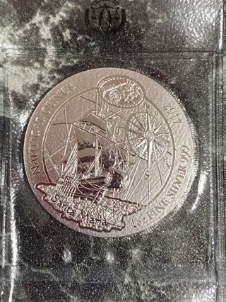 2017 Rwandan Nautical Santa Maria 1 Oz.  999 Silver Bu Coin - Package