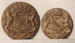 Netherlands East Indies Voc 1 & 2 Duits 1790 Star.  Utrecht Arms.  Pair.