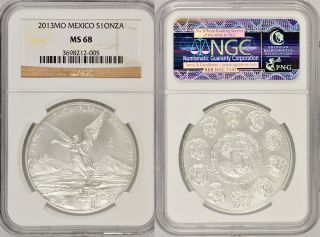 2013mo Ngc Ms68 Mexico Onza Libertad 1oz.  999 Silver Coin