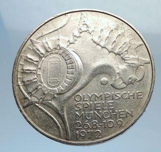 1972 Germany Munich Summer Olympic Games Stadium 10 Mark Silver Coin I71629