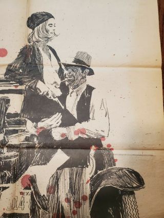 1960 ' s Bonnie and Clyde Poster by J Downs From The Daily News Paper 29x23.  5 in. 3