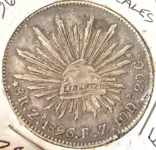 1896 Zs Fz 8 Reales Mexico 1st Republic Silver Crown