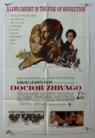 Dr Zhivago Movie Poster (vg) One Sheet 1972 Rerelease Julie Christie 6207