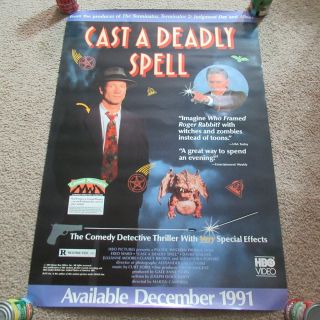 Vintage 90s Cast A Deadly Spell Video Movie Poster Fred Ward David Warner 1991