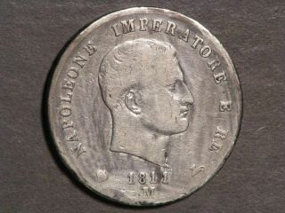 Italy - Kingdom Of Napoleon 1811m 5 Lire Silver Crown