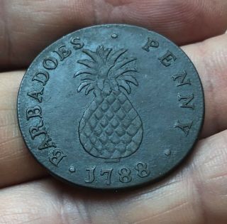 Barbados 1788 - Copper Penny - Good Grade - Barbadoes - George Iii