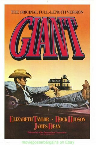 Giant Movie Poster R1982 Rolled 27x39 Reprint James Dean Elizabeth Taylor