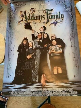 The Addams Family Orig Movie Poster 1991 Angelica Houston,  Raul Julia,  Christoph