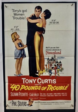 40 Pounds Of Trouble Movie Poster (vg, ) One Sheet 1963 Folded Tony Curtis 4334