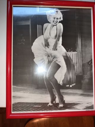 Marilyn Monroe Photo From Her 1987 Estate 14in By 11 1/2 With A Red Frame.  Black