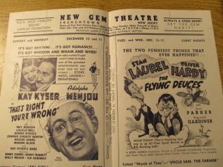 1939 MOVIE HERALD LAUREL & HARDY THE FLYING DEUCES FRENCHTOWN NJ THEATRE 3