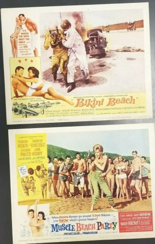 Bikini Beach & Muscle Beach Party 1964 Orig.  Lobby Cards 11 " X14 " Annette Frankie