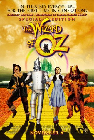 Wizard Of Oz Movie Poster 1 Sided Special Edition Vf 27x40 Judy Garland