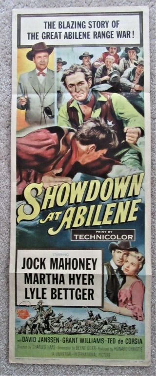 Showdown At Abilene 1956 Insrt Movie Poster Fld Jock Mahoney Ex