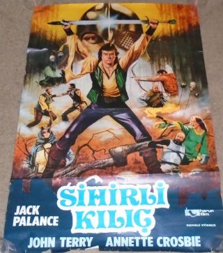 Vintage 1980s Turkish Movie Poster Jack Palance