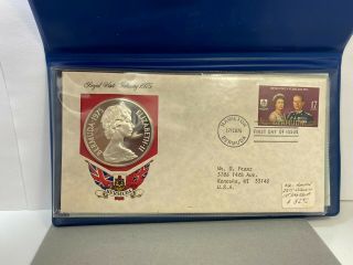 1975 ROYAL VISIT BERMUDA $25 Dollar Sterling Silver Proof Coin 1ST DAY ISSUE 2