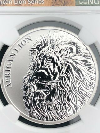2018 Chad African Lion (1 oz Fine.  999 Silver) NGC MS 70 First Day of Issue 2