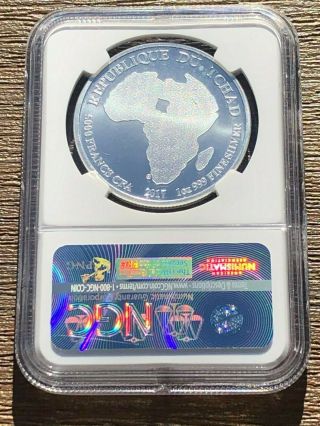 2018 Chad African Lion (1 oz Fine.  999 Silver) NGC MS 70 First Day of Issue 3