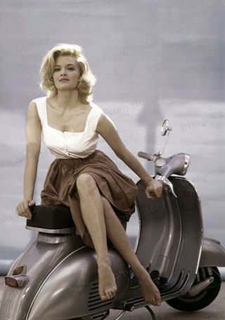 8x10 Print Angie Dickinson Sexy Leggy Portrait Posed Vespa Scooter 1962 2356
